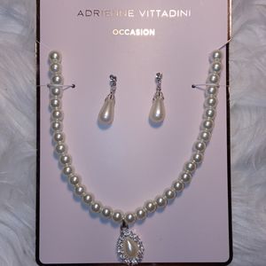 Adrienne Vittadini Pearl necklace & earrings set